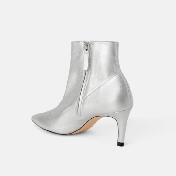 Zara Silver Leather Ankle Booties - Picture 2 of 6